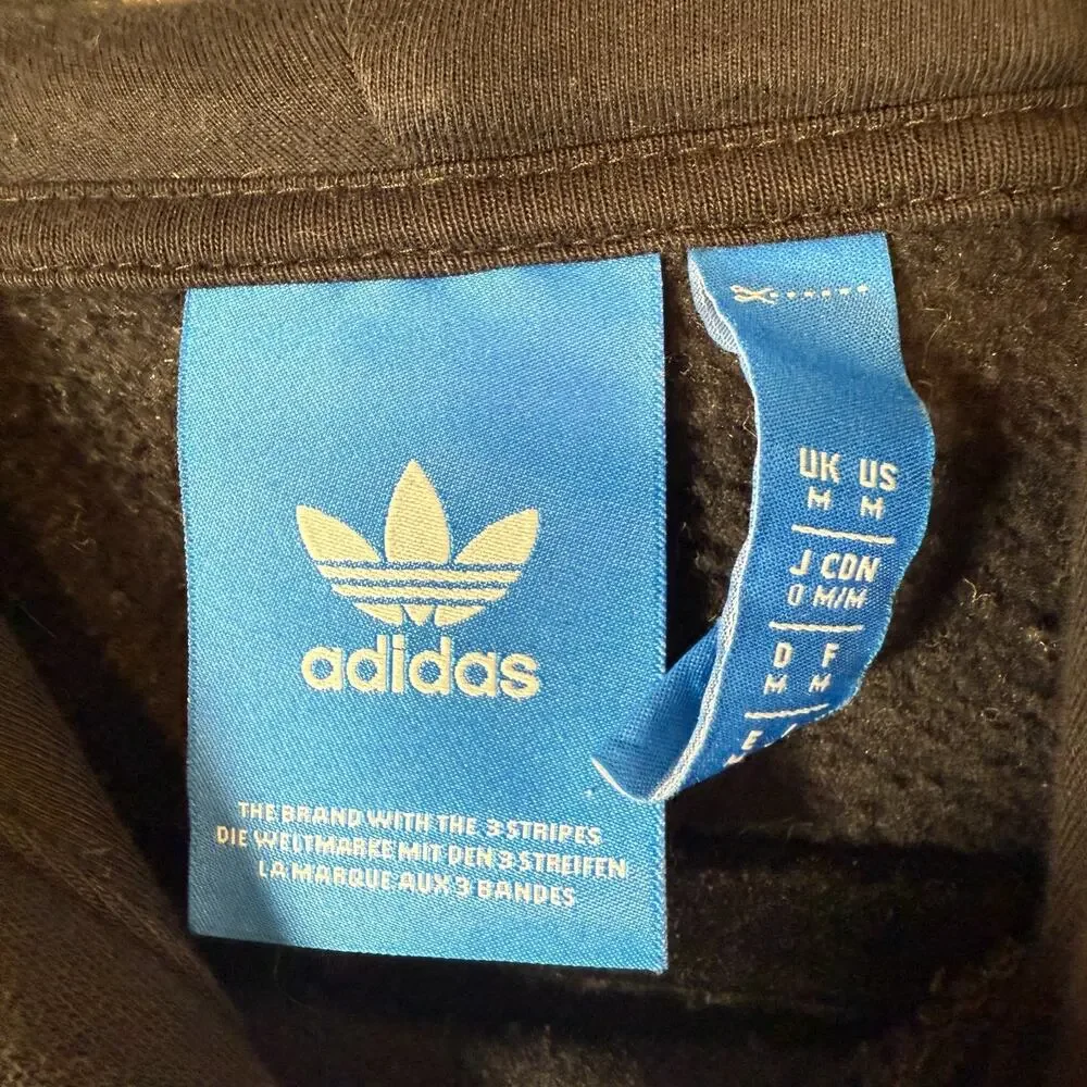 Adidas Sweater Mens Medium Black Sweatshirt Fleece Hoodie Logo Casual Athleisure